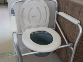 A raised toilet seat of the appropriate height